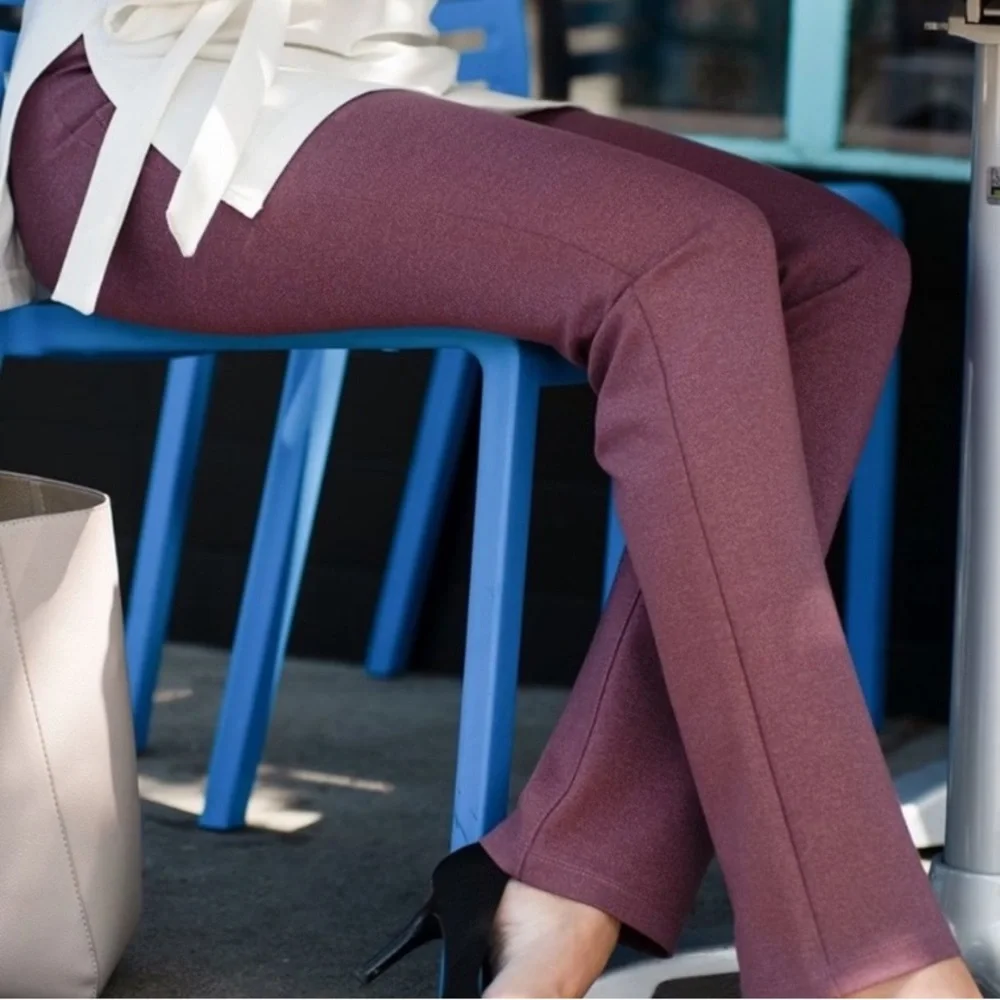 BetaBrand Mauve Yoga like Dress Pants Straight Leg Mid Rise Sz Small Career Wear